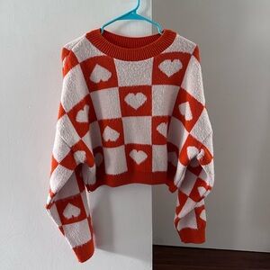 Topshop hearts orange sweater